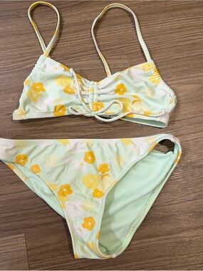 Xhilaration Mint Green & Yellow Floral Bikini